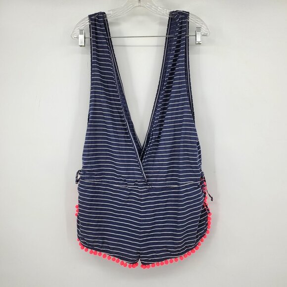 EA7 Armani Blue Striped Front and Back V Neck One Piece Romper Medium - Picture 1 of 9